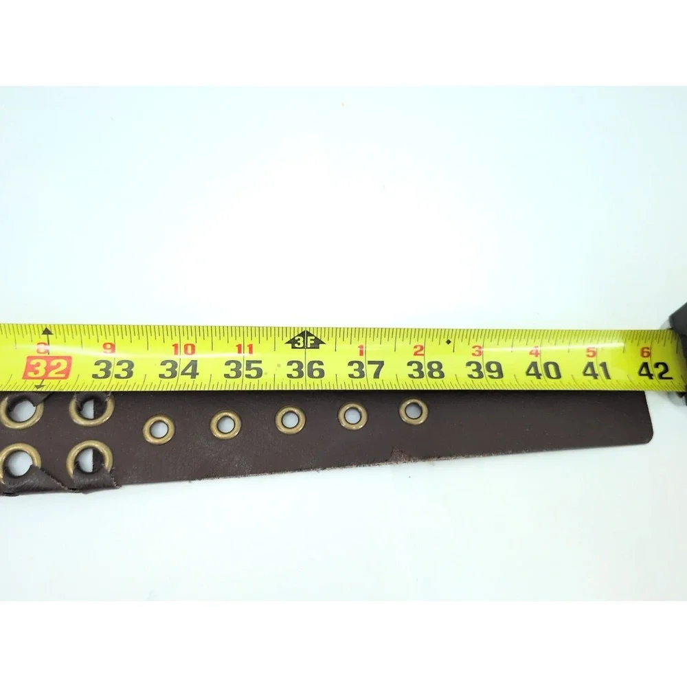 Michael Kors Women's Brown Leather Grommet Brass Belt 36